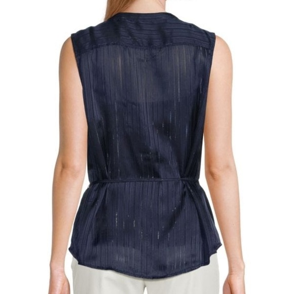 7 FOR ALL MANKIND Sparkle Ruffled Sleeveless Top Size M - Picture 2 of 13